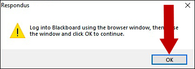 Click OK on the Login to Blackboard window