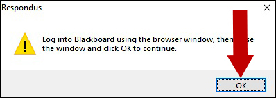 lick OK on the Login to Blackboard window