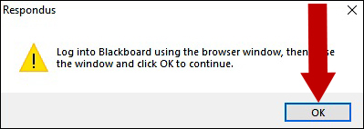 Click OK on the Login to Blackboard window