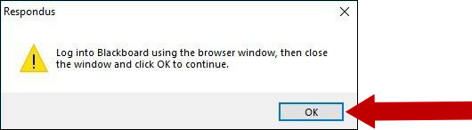 Click OK on the Log into Blackboard window.