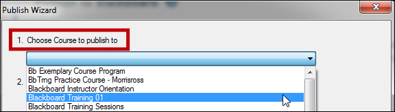 Choose a course to publish.