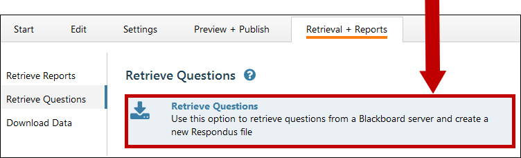 Use the Retrieve Questions option.