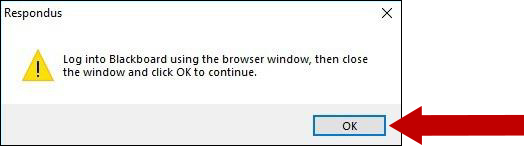 Click OK on the Log into Blackboard window.