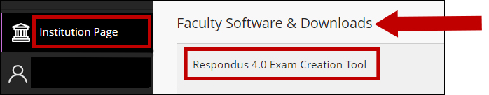 Find Respondus 4.0 on Blackboard Institution Page.