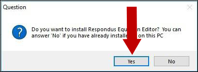 Choose Yes or No to install the Equation Editor.