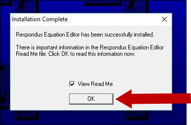 Click OK to review the Equation Editor installation.