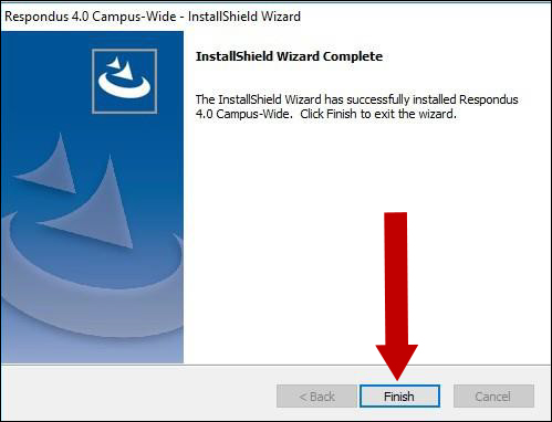 Click Finish to complete Respondus 4.0 Installation.