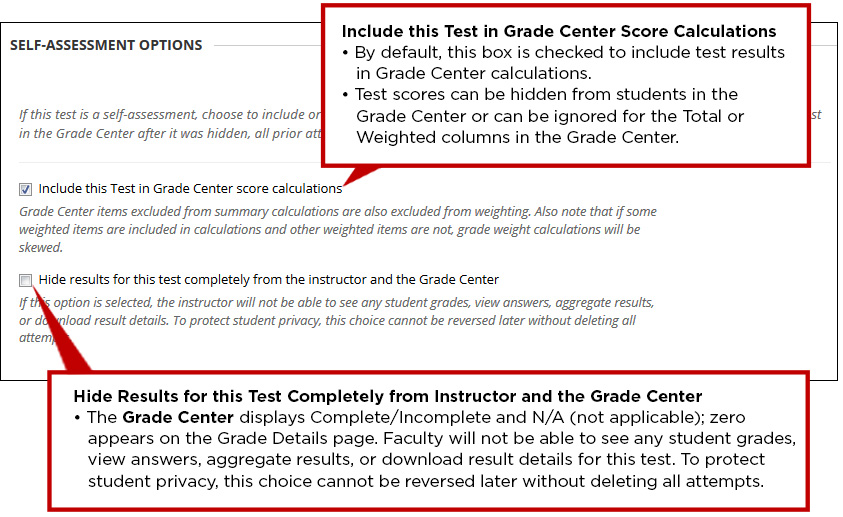 Self-assessment options