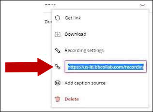 Screenshot with arrow pointing to hyper link to the recording.