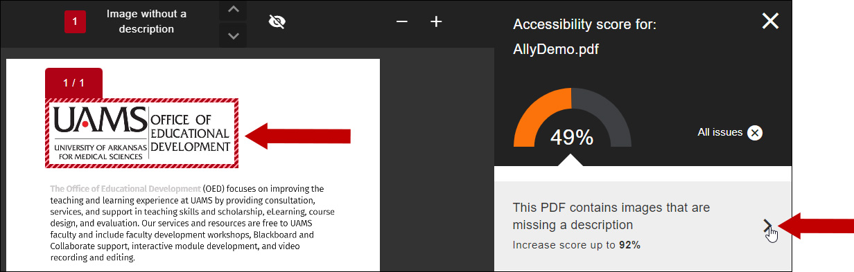 How to Add Descriptions to Document Images | UAMS Educational Development