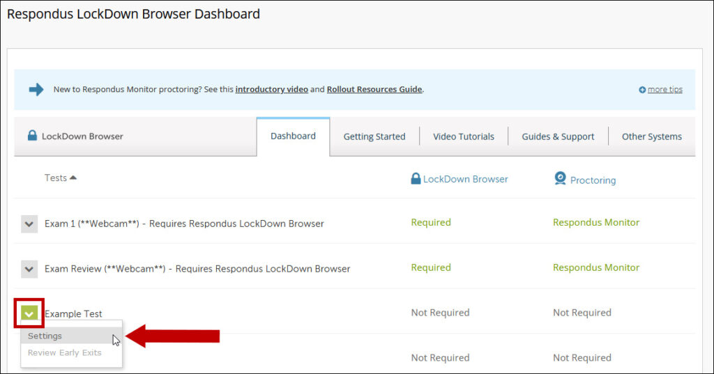 Open the menu next to the desired test and click settings.