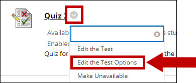 Select Edit the Test Options from the options menu next to the test's name.