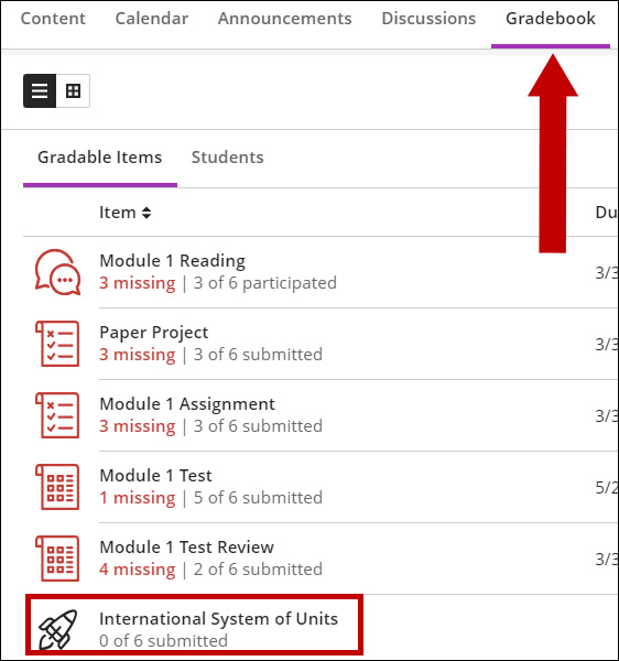 The SoftChalk lesson column is available in the Gradebook.