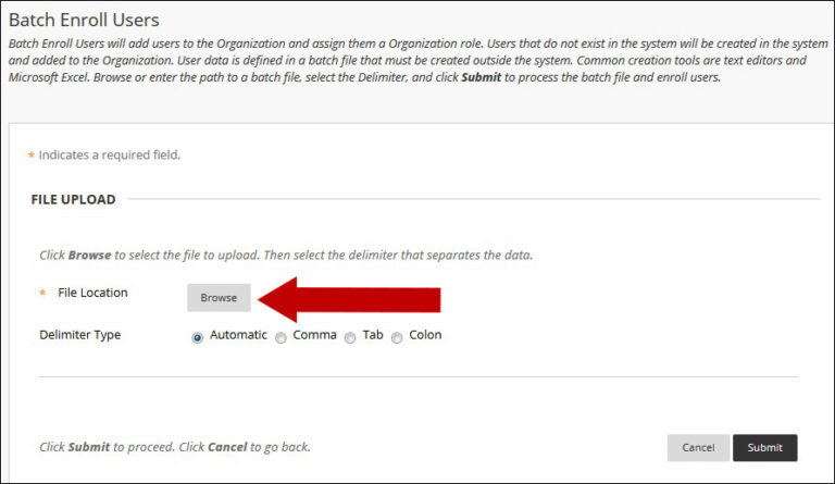 Batch Enroll Users in an Organization | UAMS Educational Development