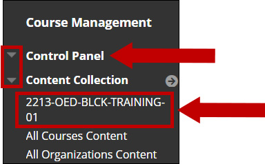 Access the Content Collection from the Course Management.