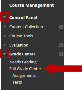 Go to Course Management, Control Panel, Grade Center and click Full Grade Center.