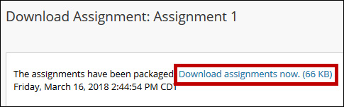 Image of link to the zipped file with a circle encompassing Download assignments now link.