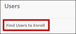 Image of the Find Users to Enroll link on the Users page.