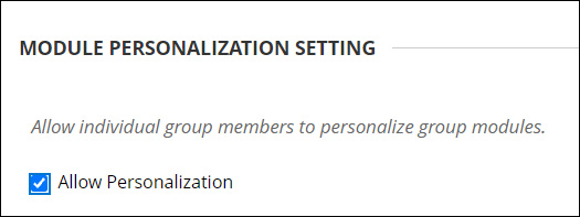 Image of module personalization setting.