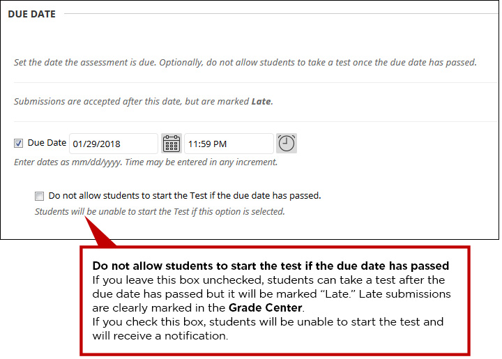 Choose due date options.