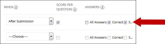 Choose the desired option under the Answers section.