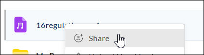 Image of right-click the file name and select Share.