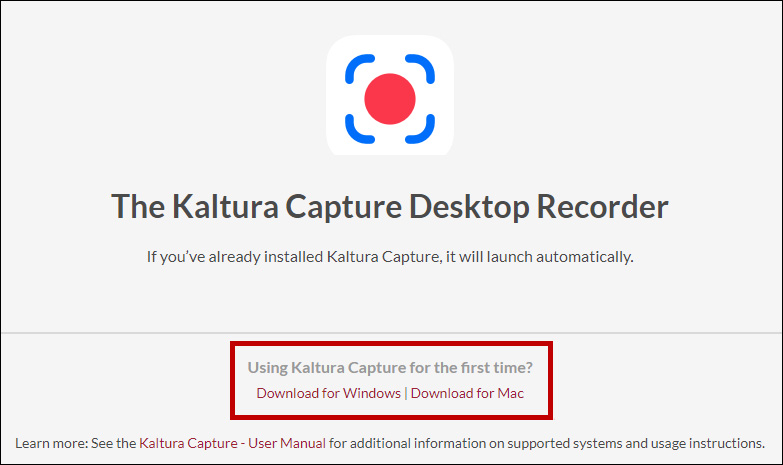 Download and install the Kaltura Capture app.