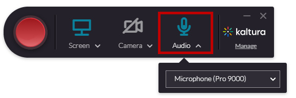 Check the microphone input on the recording manager.