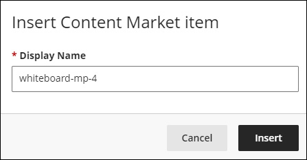 Screenshot of Insert Content Market Item