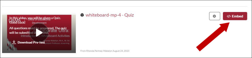 Kaltura: How to Embed a Quiz Video in Original | UAMS Educational ...