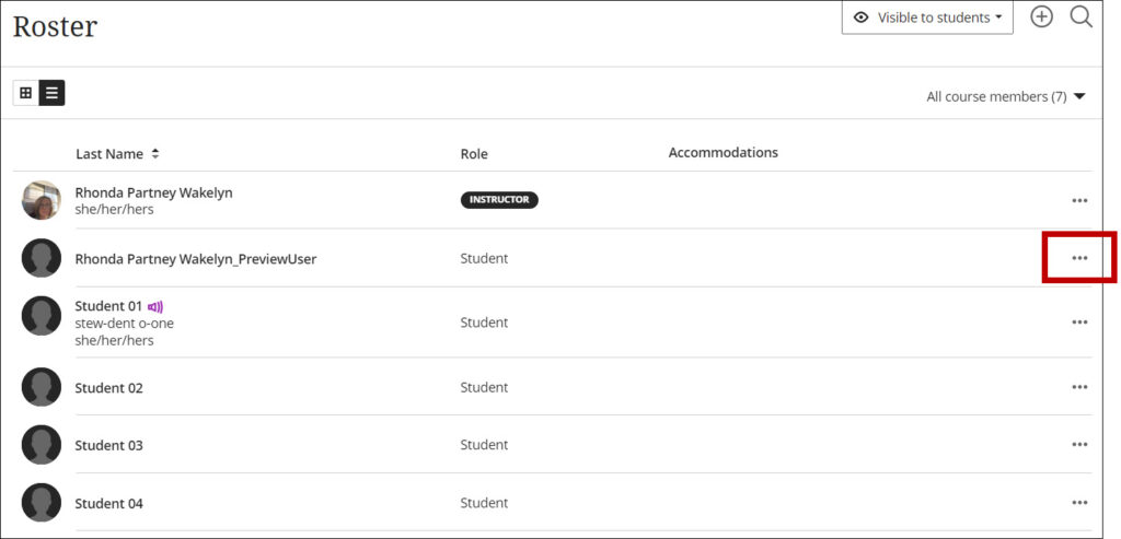 A screenshot of the Roster with a circle surrounding the ellipses.