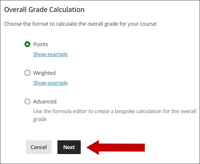 Choose the overall grade calculations.