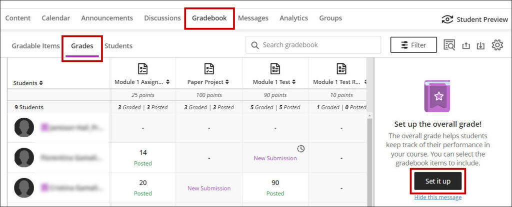 Set up the overall grade.