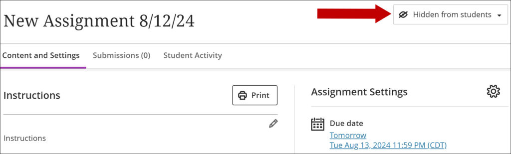 Edit the assignment visibility.