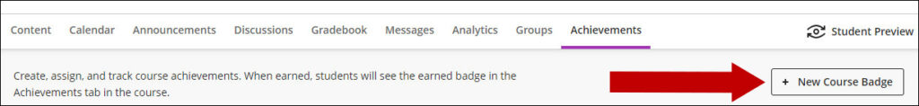 Click new course badge.